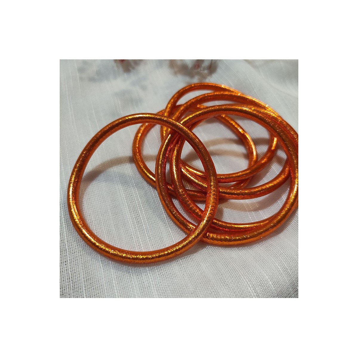 Thick Gold Leaf Buddhist Bracelet - Orange