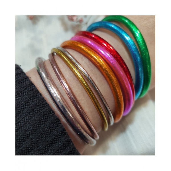 Thick Gold Leaf Buddhist Bracelet - Orange