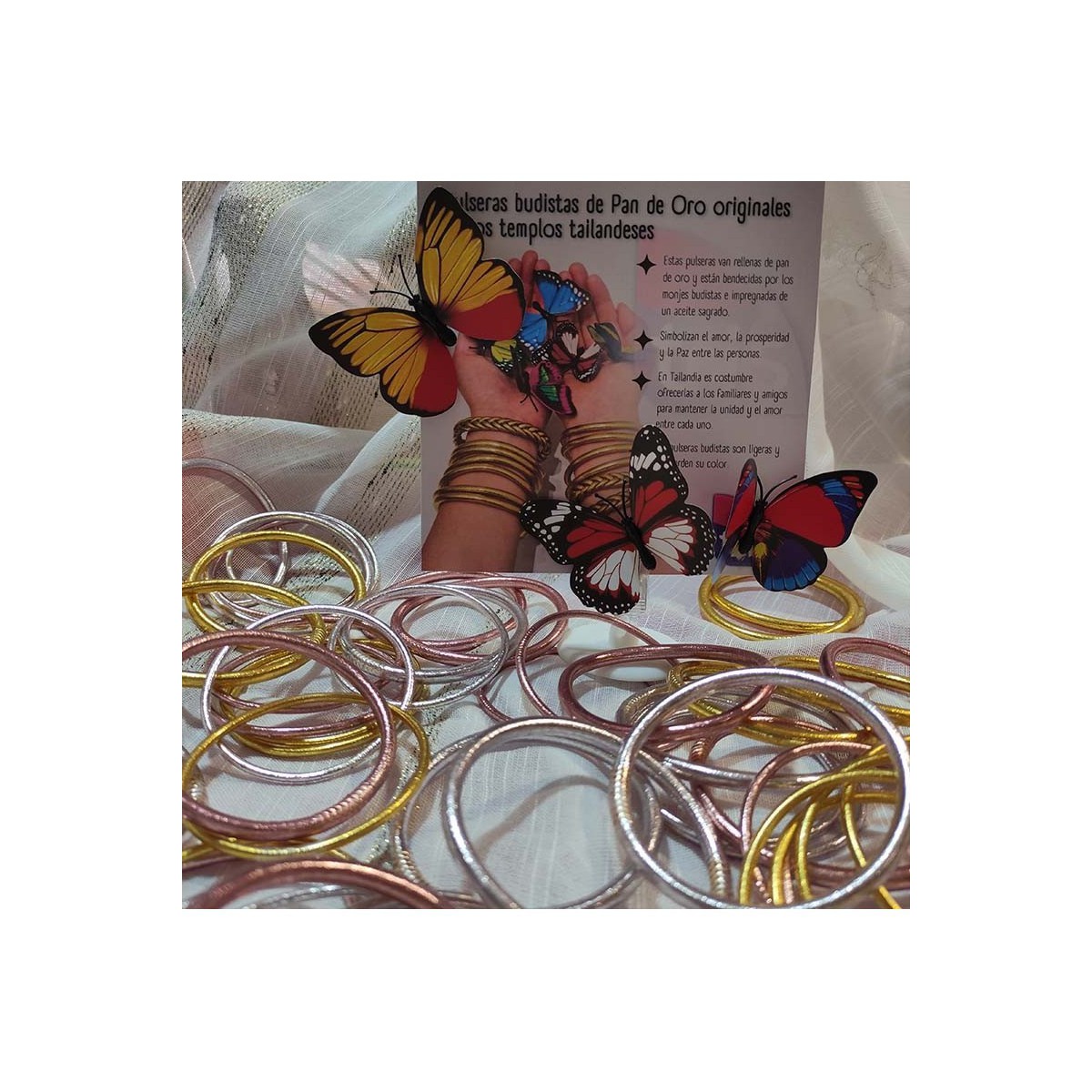 Buddhist Bracelet Thick Gold Leaf - Rose Gold