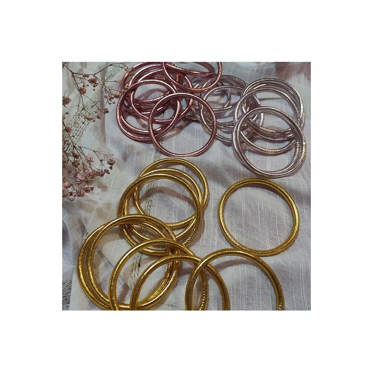 Buddhist Bracelet Thick Gold Leaf - Rose Gold