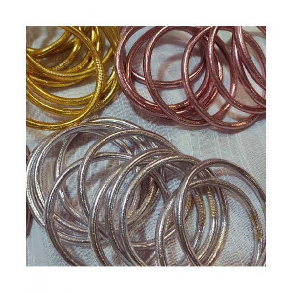 Pulsera Budista Pan de Oro Gruesa - Plata