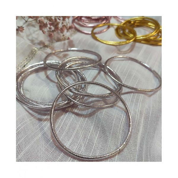 Thin Gold Leaf Buddhist Bracelet - Silver