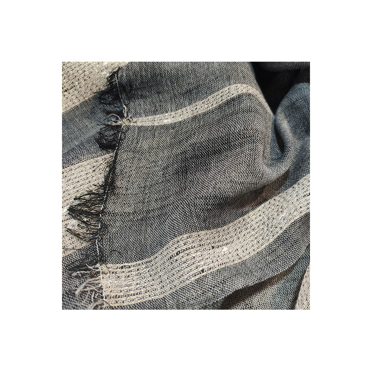 Black Glitter Striped Foulard