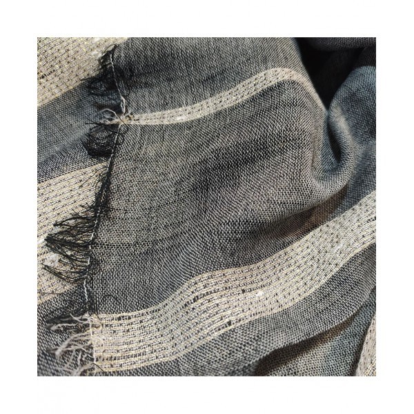 Black Glitter Striped Foulard