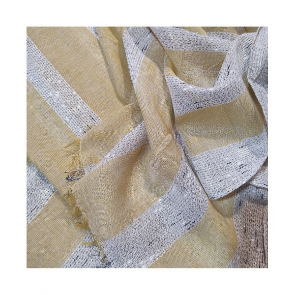 Ocher Glitter Striped Foulard