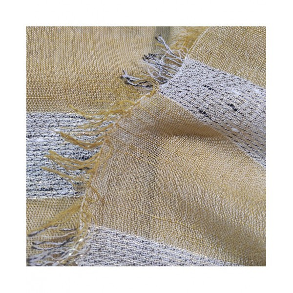 Ocher Glitter Striped Foulard