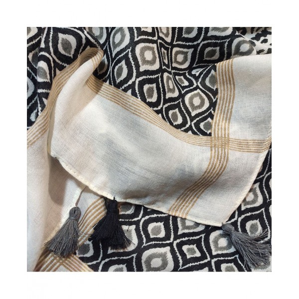 Foulard Black Pompoms