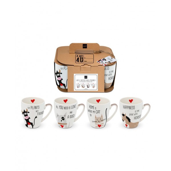 With Friends - Set of 4 Porcelain Mugs 350 ml