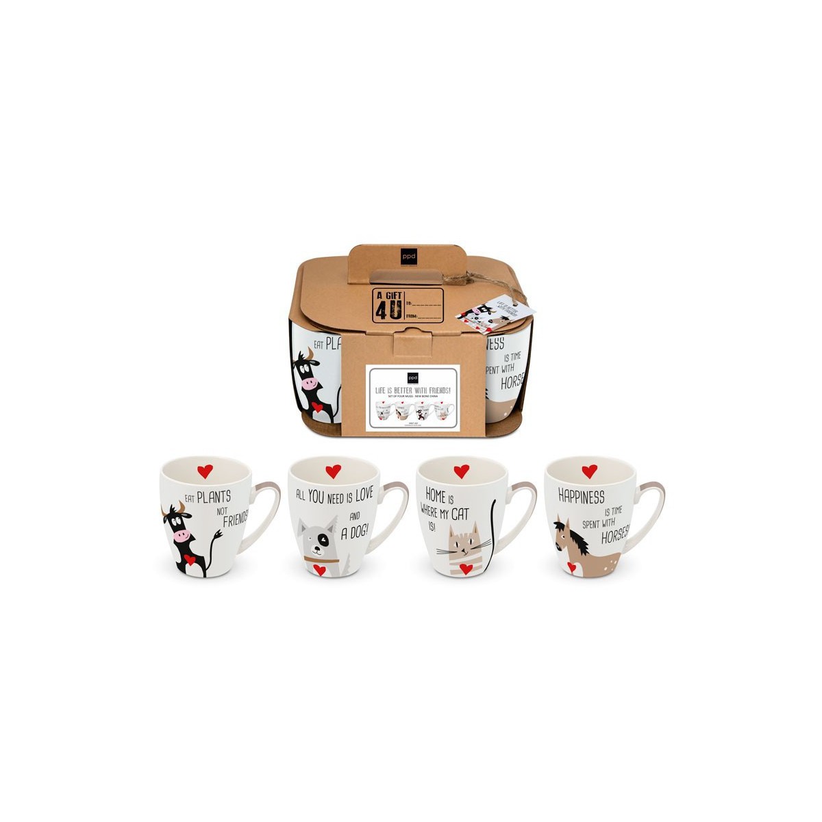 With Friends - Set of 4 Porcelain Mugs 350 ml