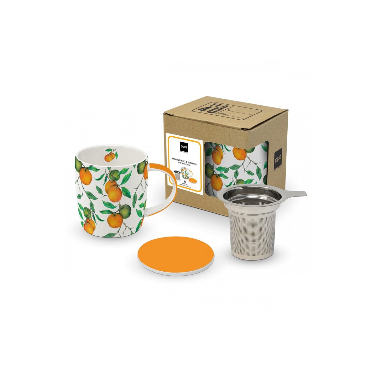 Beautiful oranges, Teacup With lid and tea...