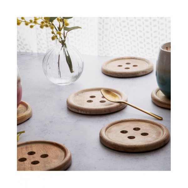 Sass & Belle - Wooden Bulton Coaster - Set of 6