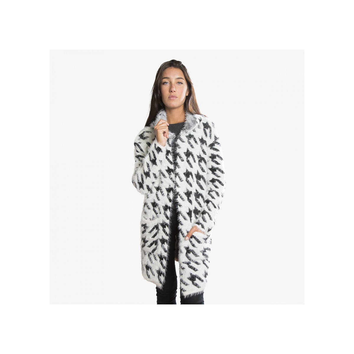 Tantrend Chaqueta Pied de Poule Blanca y Negra