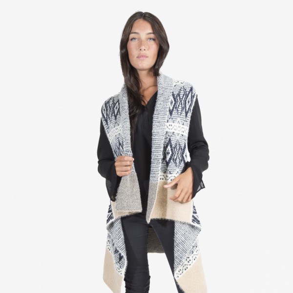Tantrend Vest Ethnical- Ivory and Grey