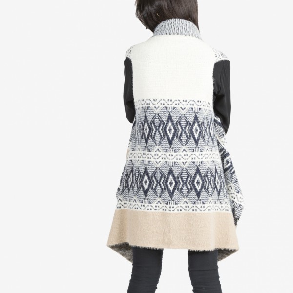 Tantrend Vest Ethnical- Ivory and Grey