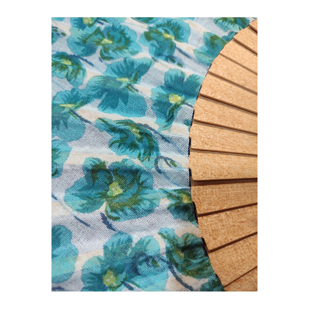 Green Flower Fan - Polished Sycamore