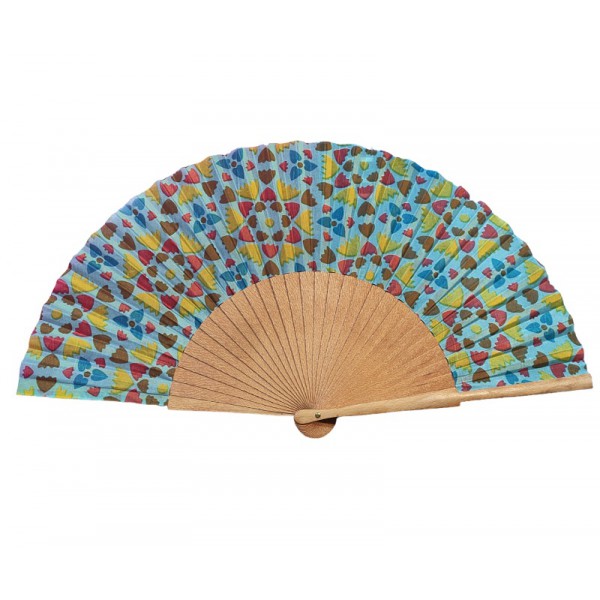 Blue Hearts Fan - Polished Sycamore