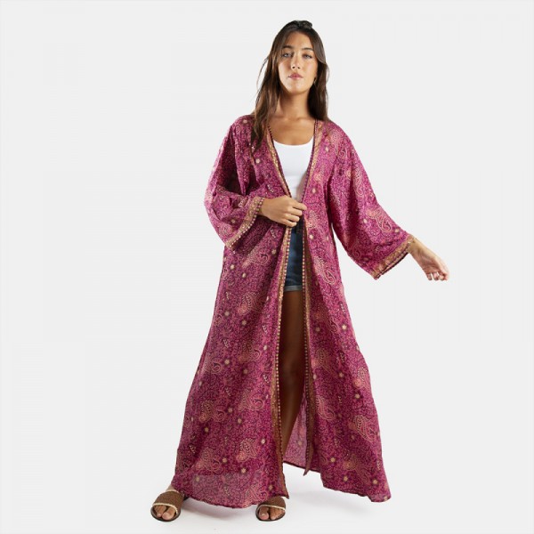 Tantrend Kimono Étnico Floral Fucsia