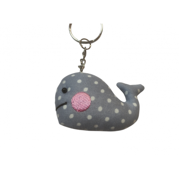 Sass & Belle -Grey Whale Keyring with Polka Dots