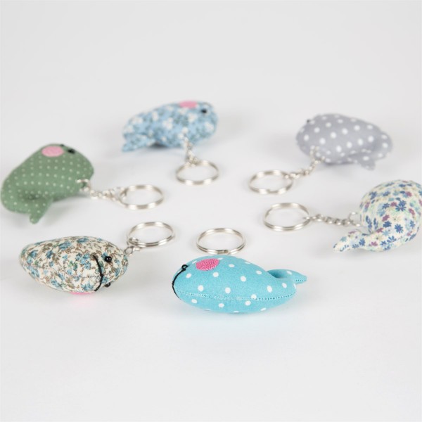 Sass & Belle -Aquamarine Whale Keyring with Polka Dots