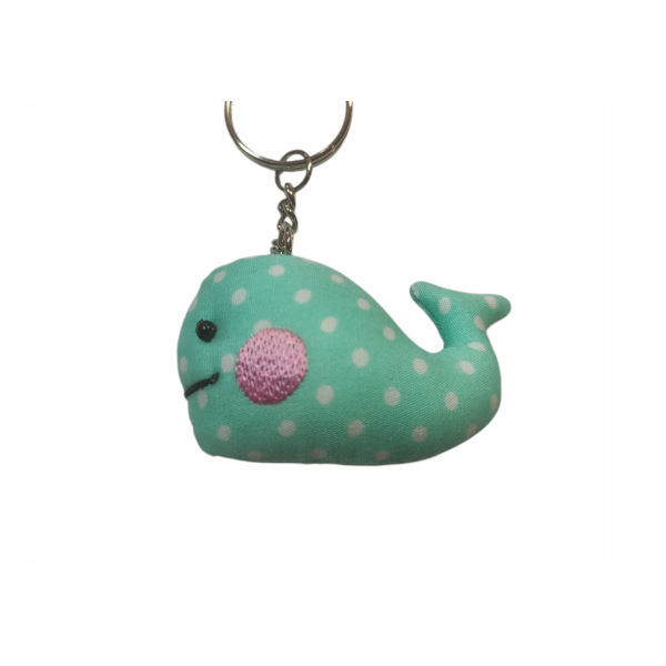 Sass & Belle -Aquamarine Whale Keyring with Polka Dots