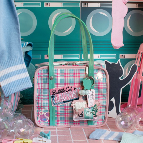 Vendula ''Laundry'' Bubble Cats Laundromat - Pequeño Bolso Tote