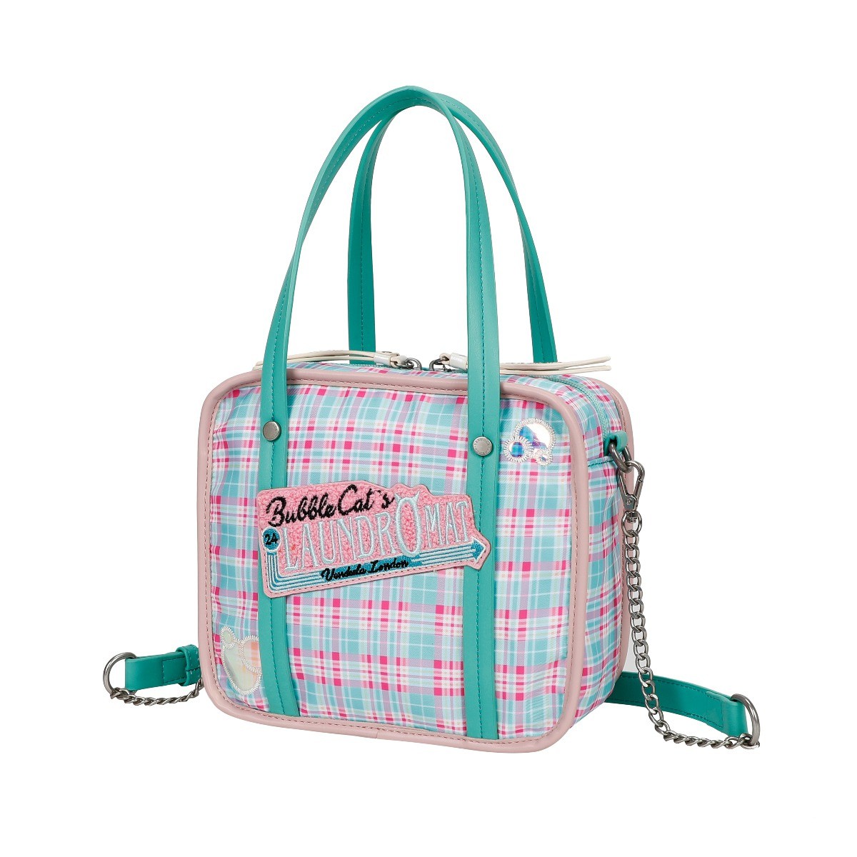 Small Laundry Tote Bag Bubble Cats Laundromat