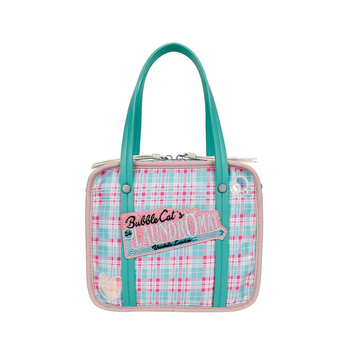 Small Laundry Tote Bag Bubble Cats Laundromat