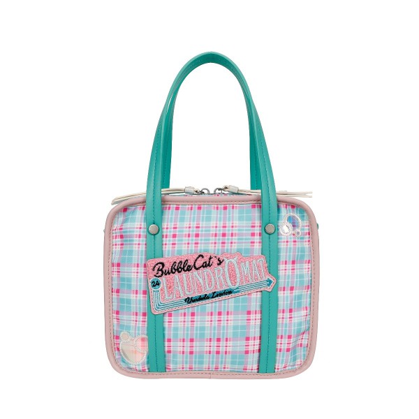 Small Laundry Tote Bag Bubble Cats Laundromat