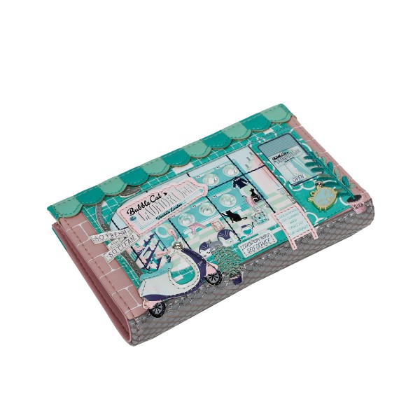 Vendula Bubble Cats Laundromat - Cartera Doblada Compacta