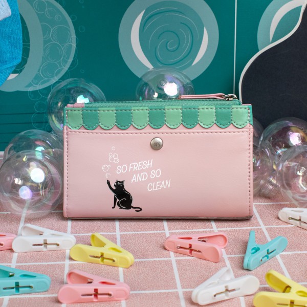 Vendula Bubble Cats Laundromat - Cartera Doblada Compacta